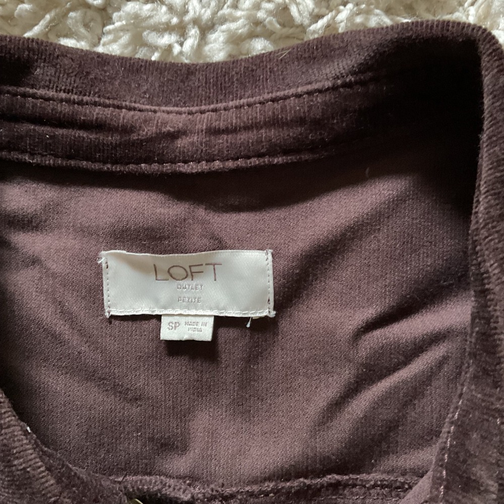 Loft Outlet Brown Corduroy Snap Front Jacket Womens Small Petite SP Utility - Picture 2 of 13